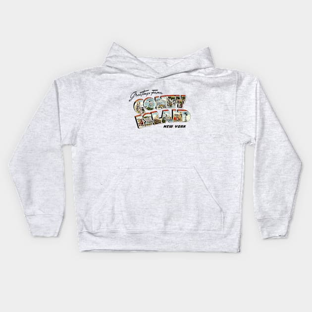 Greetings From Coney Island Kids Hoodie by Pop Fan Shop